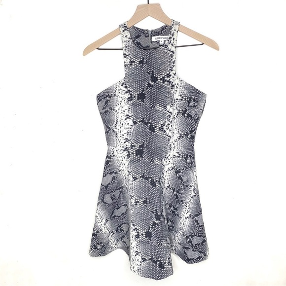 Elizabeth and James Snakeskin Cocktail Dress Fit and Flare Gray 4 - Picture 2 of 7